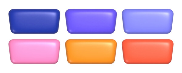 Set of colorful 3d buttons. Trapezoidal realistic empty badges for web design