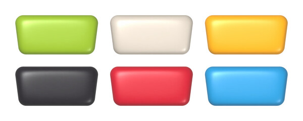 Set of colorful 3d buttons. Trapezoidal realistic empty badges for web design