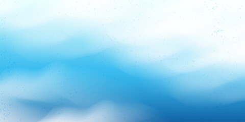 Fototapeta premium Blue wavy clouds background. Cloudy sky banner template with texture