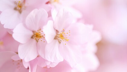 Serene Cherry Blossom Close-up: Delicate pink cherry blossom petals, captured in macro detail, create a serene and ethereal scene, inviting viewers to embrace the subtle beauty of spring.
