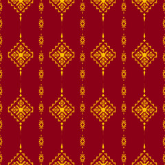 Elegant Red-Gold Diamond Motif, Royal Thai Fabric Pattern Design, thai traditional textile pattern, thai traditional textile motif, thai traditional textile red gold design