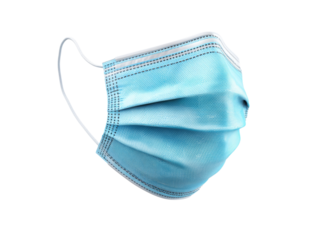 Disposable light blue face mask on black background, Isolated On White Background, Png Transparent