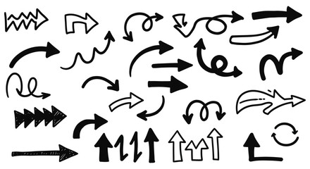 Hand Drawn Arrow Collection Black and White