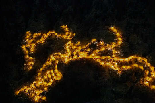 Small mountain place by night