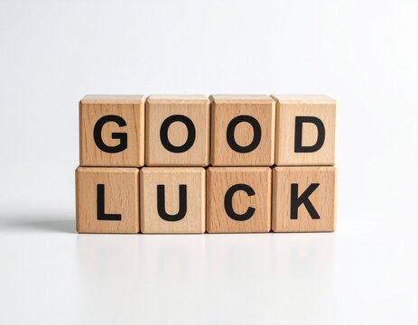 "Good Luck" Wooden Blocks: Encouragement, Support & Positive Wishes - Powered by Adobe