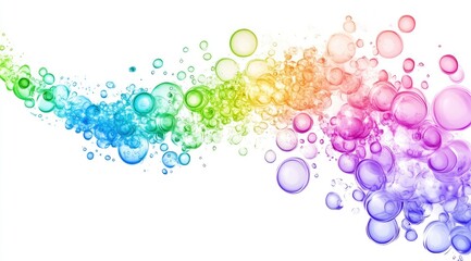 Colorful bubbles stream across a white background (1)