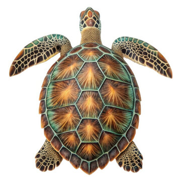 Hawksbill sea turtle isolated on transparent background