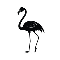 Elegant flamingo standing on one leg silhouette in vibrant cmyk colors