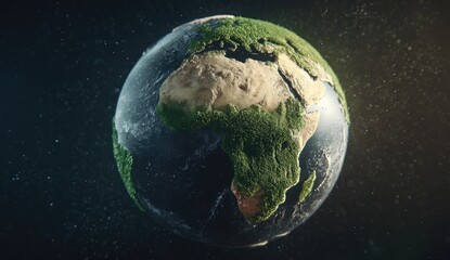 Obraz premium Earth globe, verdant continents, space