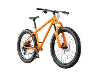 Fototapeta premium Vibrant orange mountain bike isolated on black background, Isolated On White Background, Png Transparent