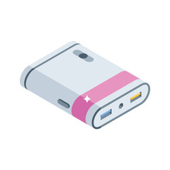Easy to edit isometric style icon of power bank