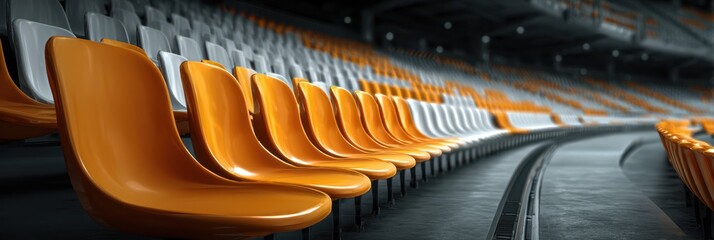 Colorful seating arrangement in a modern sports arena during an event