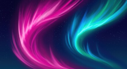 Obraz premium Cosmic Dance Emerald Magenta aurora borealis weaves through a starry indigo canvas