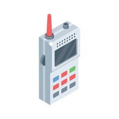 Trendy isometric style icon showing walkie talkie in use
