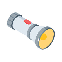 Premium isometric icon of handheld flashlight