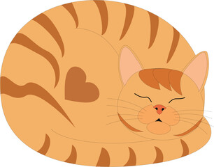 Sleeping Orange Tabby Cat Illustration