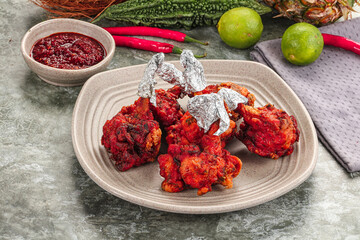 Indian cuisine spicy chicken lollypops