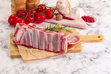 Raw lamb ribs rack for cooking