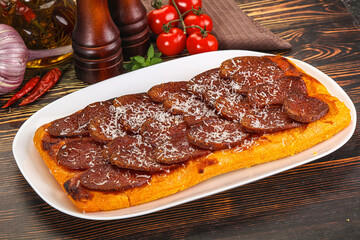 Homemade Roman pizza with pepperoni