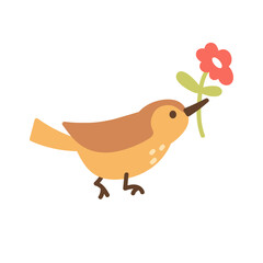 Bird clipart cartoon flat style