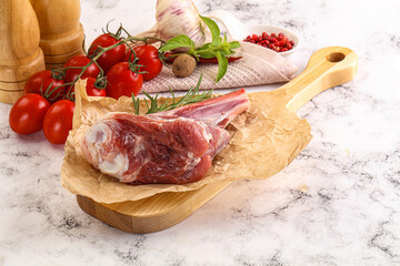 Raw lamb shank for cooking