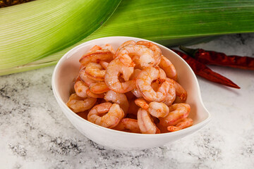 Shrimps cocktail in the bowl