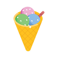 Modern isometric icon of refreshing ice cone dessert