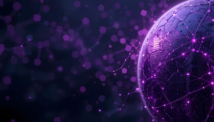 Judul: Purple Hex Pattern with Side Globe