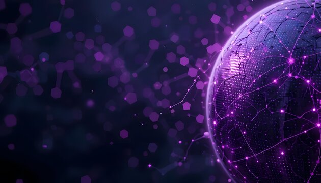 Judul: Purple Hex Pattern with Side Globe