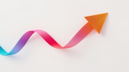 Colorful Arrow Ribbon Design: Achieve Business Growth and Success through Visual Analytics and Marketing Innovation