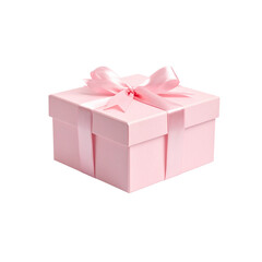 Obraz premium Pink gift box with ribbon and bow isolated on white, perfect for birthday, Christmas, Valentine's, or any celebration surprise