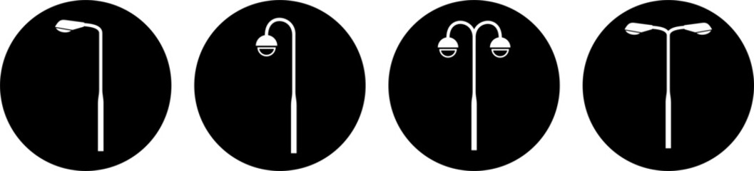Street light, Street light icon, logo isolated on Black background. Vector illustration.