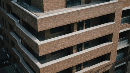 Modern Brick Building with Staggered Balconies
