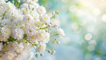 Soft white flowers with bokeh background