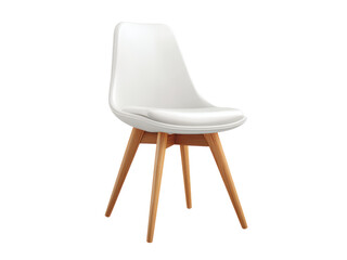 Modern white plastic chair wooden legs dining room furniture, Isolated On White Background, Png Transparent