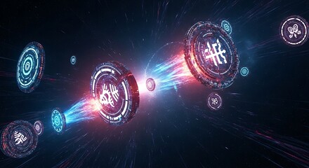 Digital currency transfer, glowing tokens, network connection, futuristic finance.