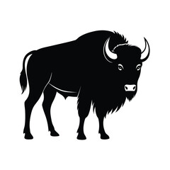 Majestic bison standing silhouetted on a clean white background for graphic design projects