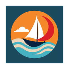 Retro Sailing Boat with Classic Ocean Breeze Artwork