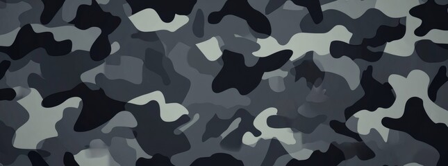 Seamless rough textured military, hunting or paintball camouflage pattern in a dark black and grey night palette. Tileable abstract contemporary classic camo