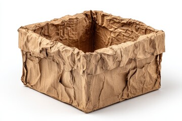 Obraz premium Crushed Box. Corrugated Cardboard Paper Container Brown Packaging Object