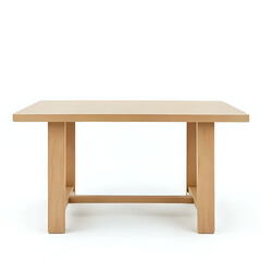 Fototapeta premium Modern wooden dining table with clean lines and minimalist design on white background