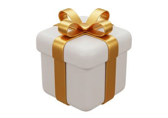 Isolated Gift Box with Golden Ribbon