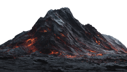 Volcanic mountain peak, fiery slopes
