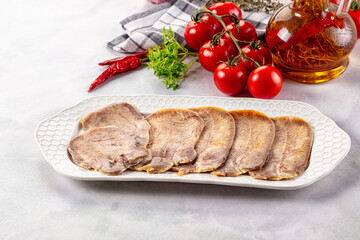 Boiled beef tomgue slices appetizer
