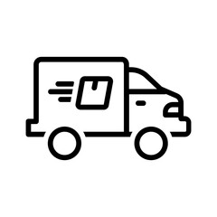 Vector black line icon for Delivery truck