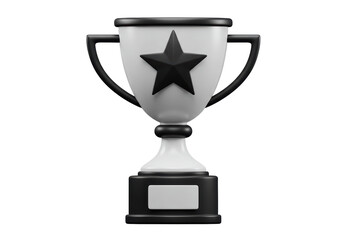 Isolated Black and White Trophy Cup with Star