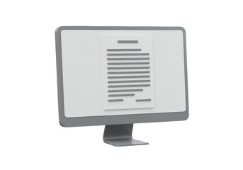Isolated Computer Monitor Displaying a Text Document