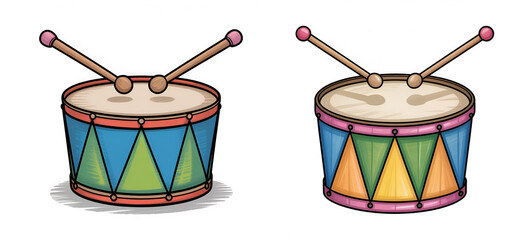drum : cartoon color pencil illustration isolated on white background
