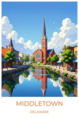 Middletown Delaware United states Travel Poster Illustration Print Decor Gift Canvas Wall Art Gift