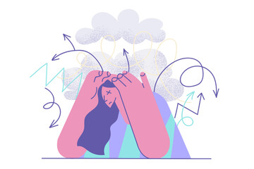 Stress, headache, migraine concept